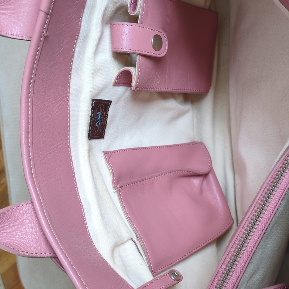 Anthropologie Nest Pink Leather Tote Bag - Picture 10 of 13
